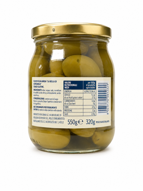 Italian Cerignola Green Olives in Brine (550g)